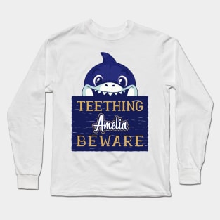 Amelia - Funny Kids Shark - Personalized Gift Idea - Bambini Long Sleeve T-Shirt